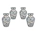 Trupoint Memorials Small Urns for Human Ashes Keepsake, Decorative Mini Cremation Urn for Adult Men & Women – Set of 4, Silver Birds