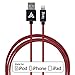 Lightning Cable, Iasg Lightning To Reversible USB Cable - Apple MFi Certified - Nylon Braided With Aluminum Housing Syncing and Charging Cord For iPhone iPad iPod - 3.3 Feet(1 Meters) - Red and Black