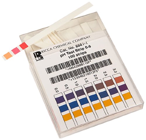 pH Test Strips, 0-6, 100/box