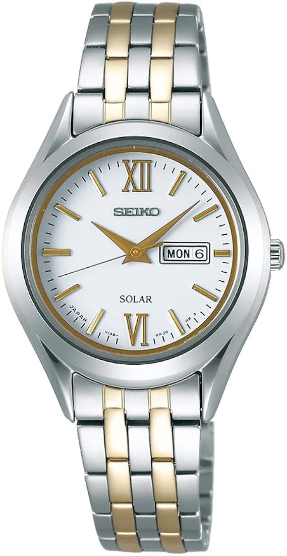 Amazon セイコー Seiko レディース ソーラー デイデイト 30mm ホワイト文字盤 シルバー ゴールド ステンレス ブレスレット Stpx033 腕時計 並行輸入品 レディース腕時計 腕時計 通販