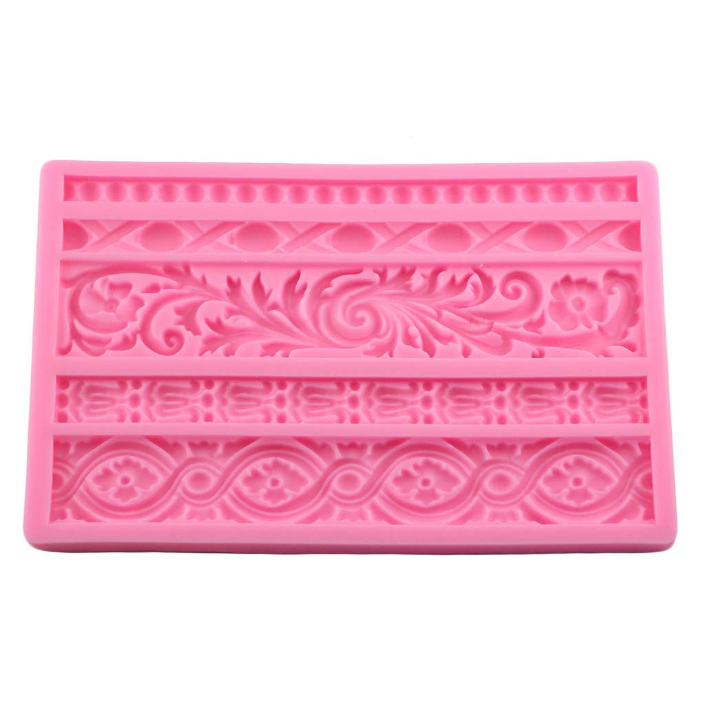 ybvyd Baking Molds,DIY Baroque Scroll Relief Cake Border Silicone Mold Frame Fondant Cake Decorating Tools Candy Chocolate Gumpaste Mould