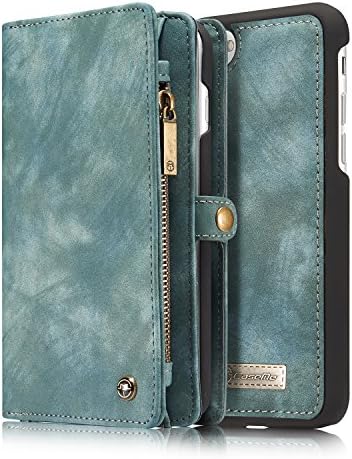 iPhone 7 Plus 5.5" Wallet Case,AKHVRS Premium Folio Zipper Purse Leather Detachable Magnetic Hard Case with Flip Credit 11 Card Slots Stand Holder Cover for iPhone 7 Plus 5.5 inch (Green)