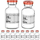 Ks-Tek Sterile Empty Vials with Self Healing Injection Port,with Flip Off Aluminum Cap,Sterile Package (20ml,10)