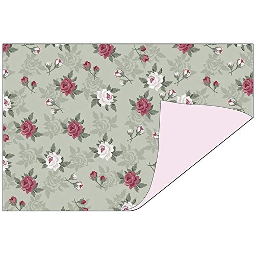 Decorative Paper in Duo Design 1 Side with Decor – 1 Side Plain Colours 10 x 15 cm – Folding Paper, Craft Paper, Decorative Paper 110 g/m² 50 Pieces Blumen/Rosé