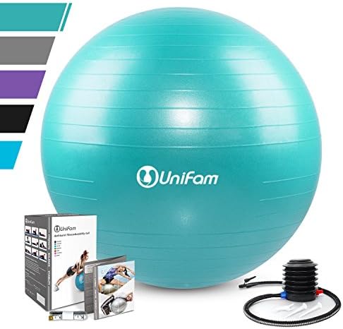Exercise Stability Ball Chair with Hand Pump Use For CrossFit, Yoga, Balance &amp; Core Strength Training, Non-Slip &amp; Anti-Burst Extra Thick Fitness Ball(Turkis&amp;65CM)