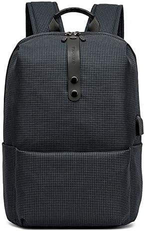 LYCSIX66 Campus Backpack 14.4 Inch Laptop Business Backpack with USB Charging Port, Water Resistant College School Bookbag, Canvas Travel Rucksack Shoulder Bag for Men &amp; Women (Black)