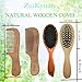 ZuiKyuan Natural Wooden Hair Comb Reduce Frizz and Massage Scalp For Women And Men Kdis Boar Bristle Hair Brush Gift box