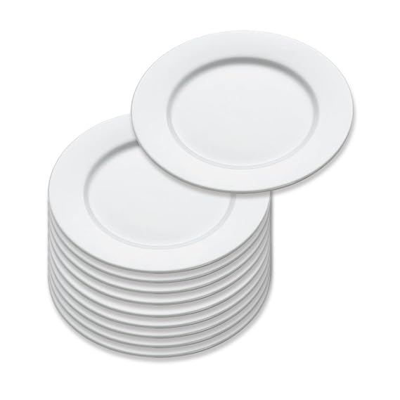 10er SET Teller Ø 19 cm rund mit Fahne / Maxwell & Williams / White Basics / Round / Frühstücksteller / Kuchenteller