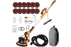 SMARTTAIL Electric Drywall Sander with Vacuum,1390W Wall Sander Popcorn Ceiling Removal Tool,13ft Cord,Extendable & Foldable Handle,Auto Dust Collection,LED Worklights for Wall Ceiling