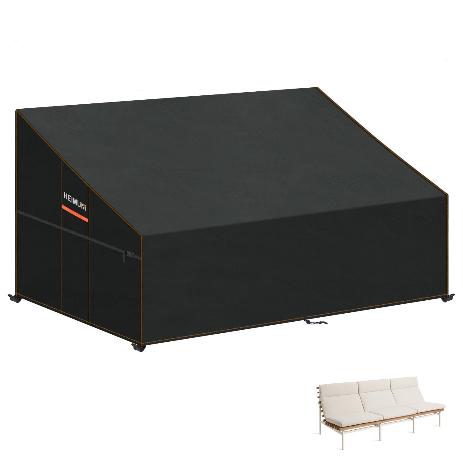 HEIMUNI Garden Furniture Covers Waterproof 3 Seater Deep Seat Outdoor Sofa Cover Garden Seat Covers 420D Oxford Fabric Rattan Patio Sofa Cover with Air Vent Windproof Anti-UV, 225x99x80/40cm