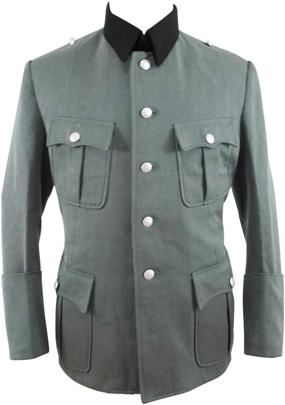 militaryharbor WW2 WWII German Elite M36 Officer Gabardine Tunic Black Collar 5 Buttons