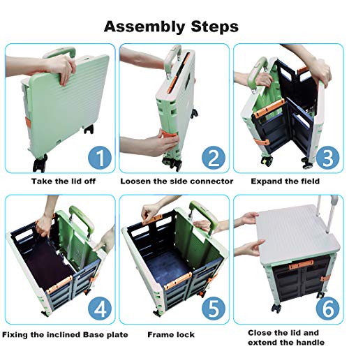 Foldable Utility Cart Folding Portable Rolling Crate Handcart Shopping