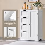 Yaheetech White Bathroom Floor Cabinet with 4 Drawers 1 Door Adjustable Shelf view 5