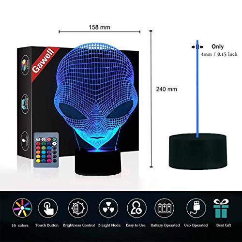 Martian Alien 3d Halloween Decorations Illusion Night Light Beside