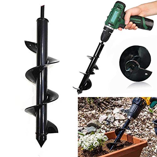 Katoot Garden Auger Spiral Drill Bit Roto Flower Planter Bulb HEX Shaft Drill Auger Yard Gardening Bedding Planting Hole Digger Tool (825cm/3.19.8inch)
