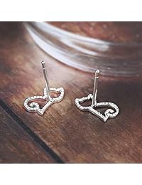 Julie's Jewelry S925 Aretes de plata esterlina con pasante Hollow Out Cat