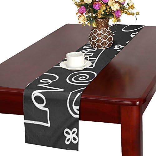 YUMOING Wedding Chalkboard Icons Set Doodles Sketch Polyester Table Runner 16x72 Inches,watercolor Painting Rectangle Table Cloth Placemat For Office Kitchen Dining Wedding Party Home Decor