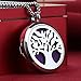 Essential Oil Diffuser Necklace Tree of Life Stainless Steel Aromatherapy Locket Pendant with Adjustable 21.5