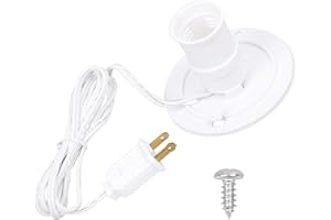 BASYSION Blow Mold Light Cord Kit with Fused Switch - Universal E27/E26 Bulb Socket Replacement for Holiday Villages, Crafts, Salt Lamps, Indoor/Outdoor Xmas Decor