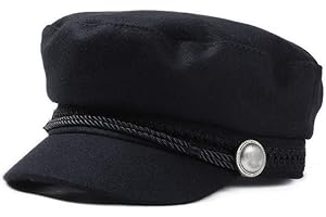 SUNTRADE Ladies Girls Women Wool Blend Navy Cap Baker Boy Peaked Cap Newsboy Hat Black