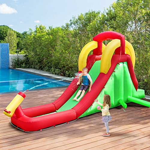 Costzon Inflatable Water Slide, Climb and Long Slide Bouncer w/ Water