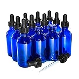 (12 Pack) 2 oz. Cobalt Boston Round with Black Glass Dropper (20/400)