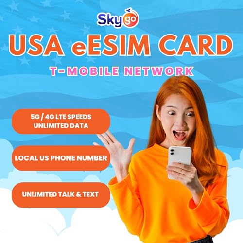 USA Prepaid eSIM (T-Mobile Network) | Unlimited 5G/4G Internet Data in USA (Including Hawaii)|Unlimited Calls and Texts Within US | Mobile Tethering (eSIM 30Day)