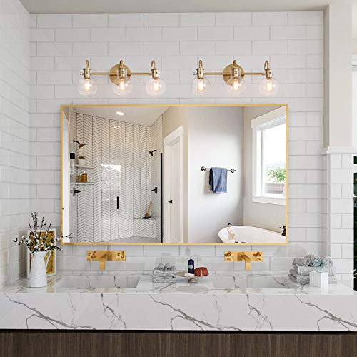 KSANA Gold Bathroom Vanity Light Fixtures with Clear Glass Shade, 22”x7