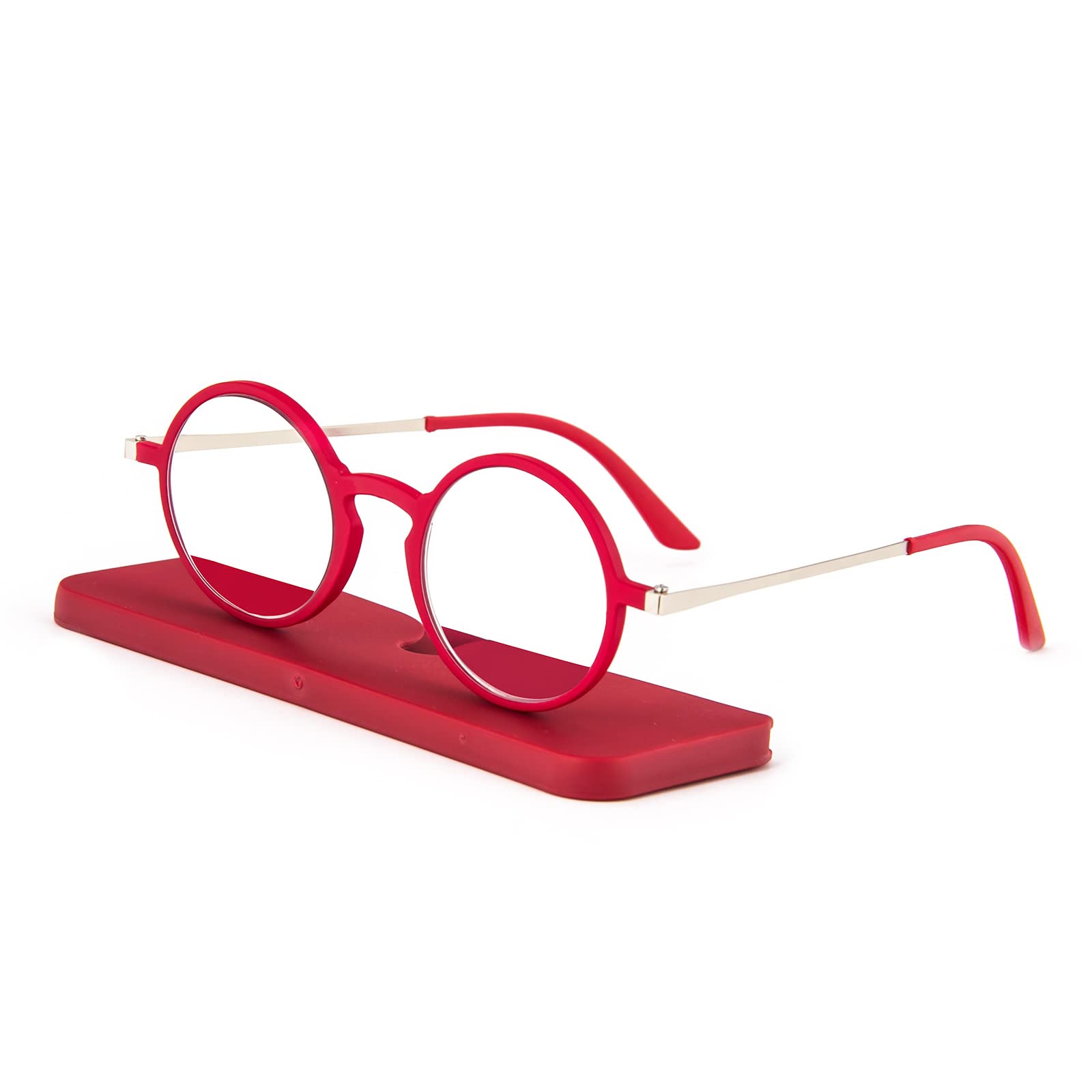 KoKoBin Ultra-thin Ultra-light Anti-Blue Light Reading Glasses with Case Portable Anti-Glare Glasses (Red, 2, Dioptres)