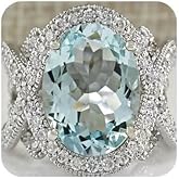 KOICCVQQ 925 Sterling Silver Retro Blue Crystal Gem Ring Aquamarine Diamonds Exotic Nationality Aristocrat Accessories Faux Grinding Exquisite Shiny Jewelry Classical Trend Wedding Bride Size 9