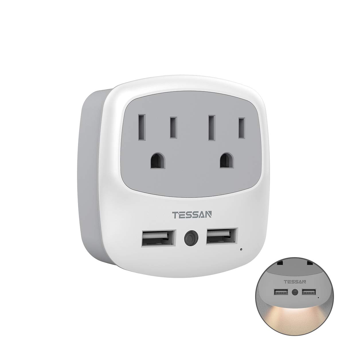 USB Outlet Plug Extender, TESSAN Wall Charger Adapter for Travel Cruise