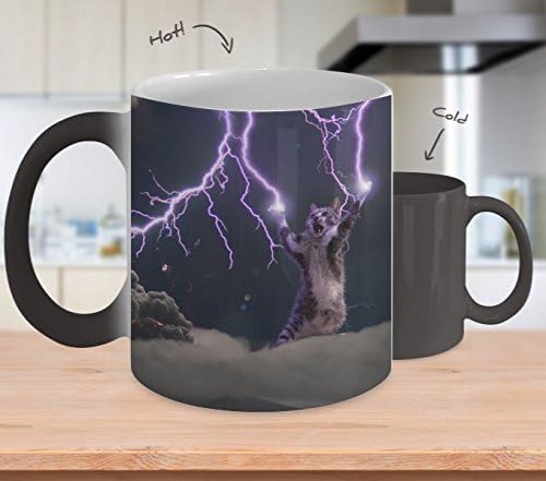 Gift For Cat Lovers - Lighting Cat color changing coffee mug - Birthday gift for cat lovers