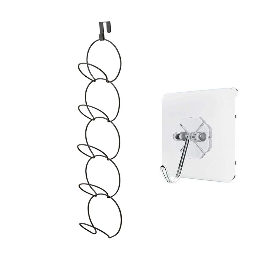 JZK Over Door Black Metal hat Holder Rack, with Adhesive Hook for Wall Mounted, hat Baseball Cap Hanger Hooks