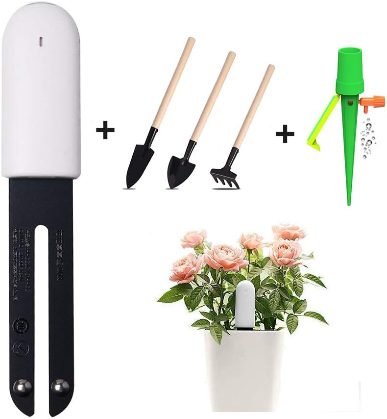 Vistefly Plant Monitor,Mijia Flora 4 in1 Soil Moisture Meter Tester Nutrient/Temperature/Sunlight/Moisture Sensor Detector for Flower Plant Care, Bluetooth iOS and Android App -International Version