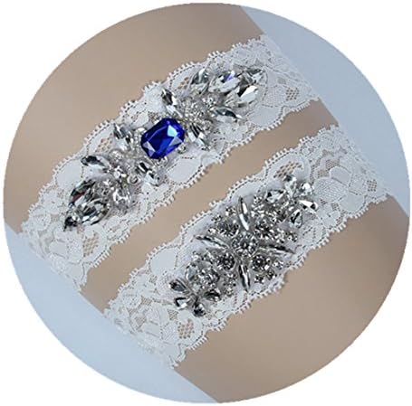 VEPYCLY Women's Wedding Bridal Garter Set Belt Series Lace Cyrstal Rhinestone Vintage Prom Gift M