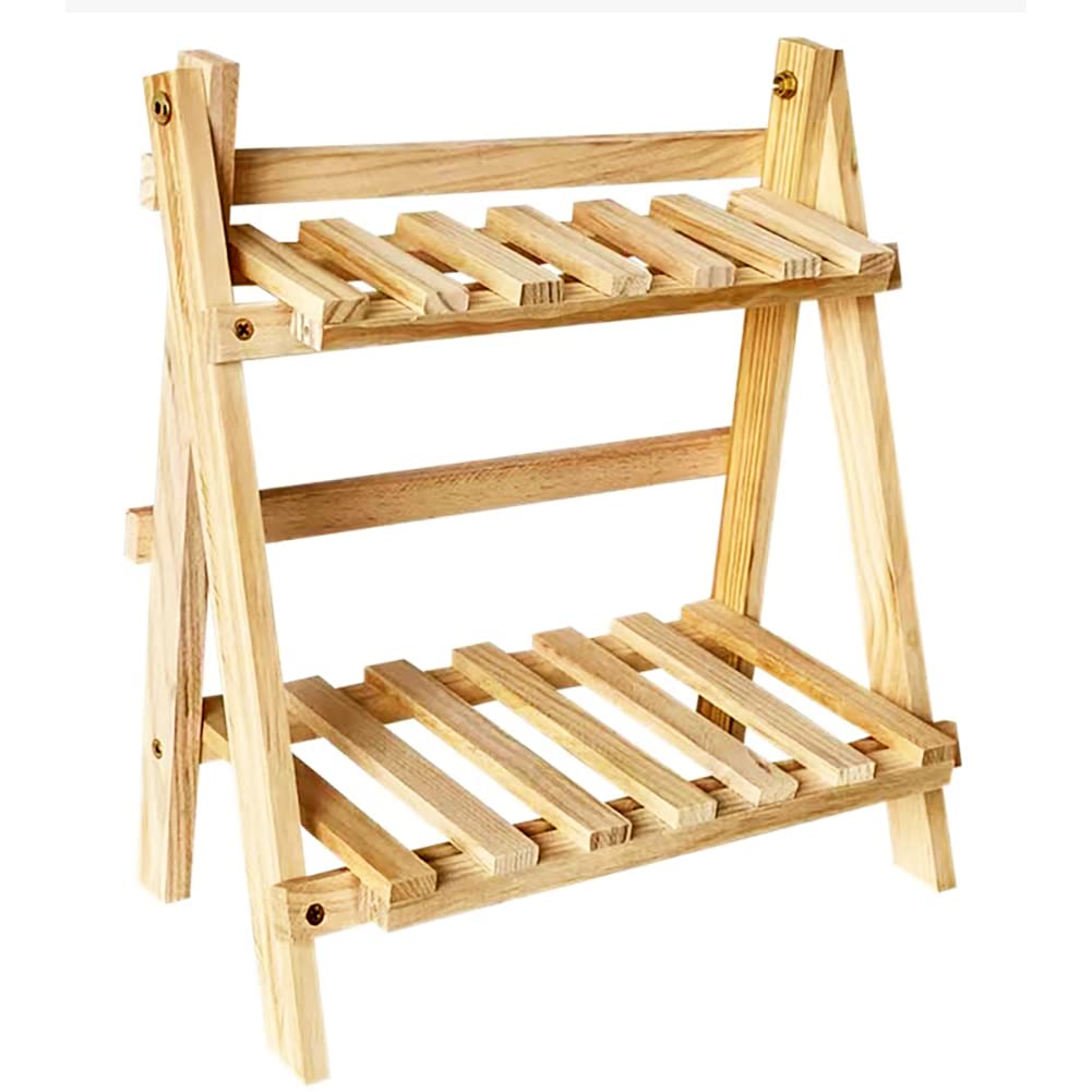 Photo 1 of DERYTRADE Wooden Desk Organizer Foldable Double Wooden Layer Rack Desk Storage Shelf