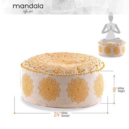 Mandala-Life-ART-Bohemian-Floor-Cushion-Cover-60x20-cm-Luxury-Artisan-Room-Decor-Pouf-for-Meditation-Yoga-and-Boho-Chic-Seating-Area-Stool-Accent-Your-Living-Room-Bedroom