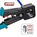 ITBEBE RJ45 Crimping Tool Made of Hardened Steel with Wire Cutter Stripping Blades and Textured Grips (RJ45 CRIMPER TURQUOISE)