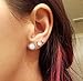 VOLUKA Opal Stud Earrings 18K White Gold Plated for Womens Sensitive Ears 3 Pairs 3/5/7mm