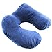 Inflatable Neck Pillow, Kisstaker Portable Travel Pillow Soft Air Setting Neck Pillow U Shape with Drawstring Bag (Dark Blue)