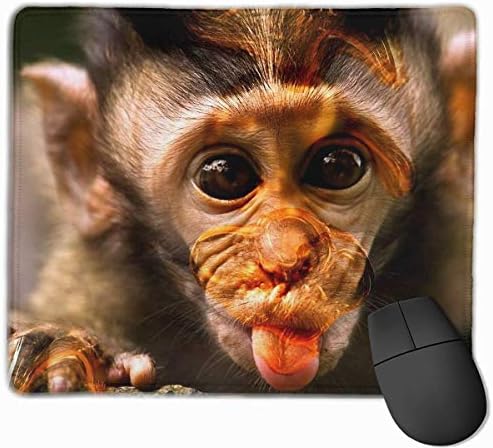 Liliynice Gaming Mouse Pads Monkey Mouse Mat Stitched Edge Non-Slip Rubber Base Mousepad 10"x12" Inch Computer Black Mouse Mat Large