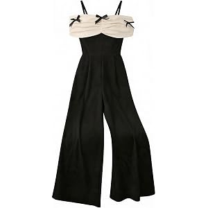 SOLY HUX Girl's Cold Shoulder Jumpsuits Bow Wide Leg Summer Elegant One Piece Romper Pants