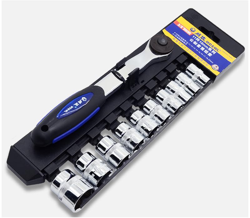 3/8-Inch Drive Metric 6-Point Standard Socket Wrench Set with Storage Rack, 10-22mm (11-Piece) — image 1