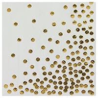 Andaz Press Gold Foil Polka Dot Lunch Napkins, 6.5-inch, 50-Pack, Shiny Metallic Colored Wedding Birthday Baby Shower Holiday Party Supplies Tableware Decorations