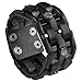 Zysta Cool Punk Rocker Wide Cuff Wristband Bracelet Mens Gothic Biker Braided Style Genuine Leather Bangle 8.5