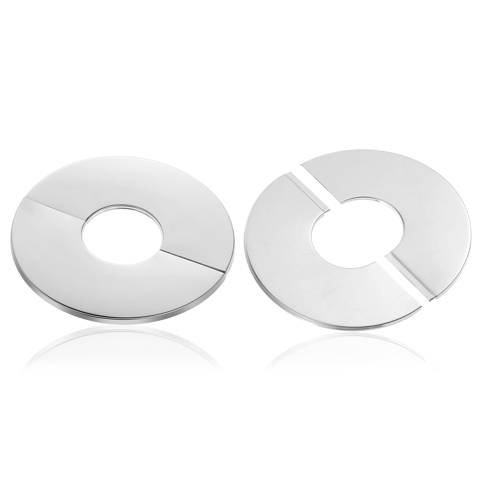 Photo 1 of 2 Pcs Wall Split Flange, Stainless Steel Plumbing Cover Plates, Round Escutcheon Plate for 28mm Dia Pipe, Buckles Design, Silver