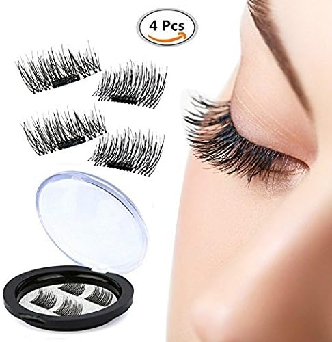 FTLL False Magnetic Eyelashes, 3D Reusable Magnetic Fake Eyelashes, Perfect for Deep Set Eyes &amp; Round Eyes, 1 Pair 4 Pieces ¡­