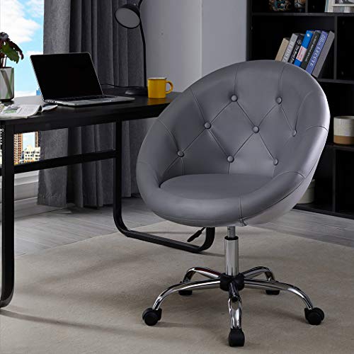 Duhome 509B Home Office Chair Task Computer Chair with Wheels Swivel Height Adjustable Working Stool (Grey) - Thumbnail 2
