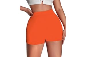 Xintorch Booty Spandex Shorts for Women Sexy Gym Biker Workout Solid Stretch Shorts