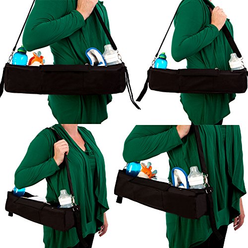 BEST DOUBLE STROLLER ORGANIZER Storage Bag for Double / Twin / Tandem Strollers, Exclusive Phone-Pocket Cell Holder & Waterproof Rain Cover. PLUS 2 FREE Stroller Hooks. Must Have Stroller Accessory